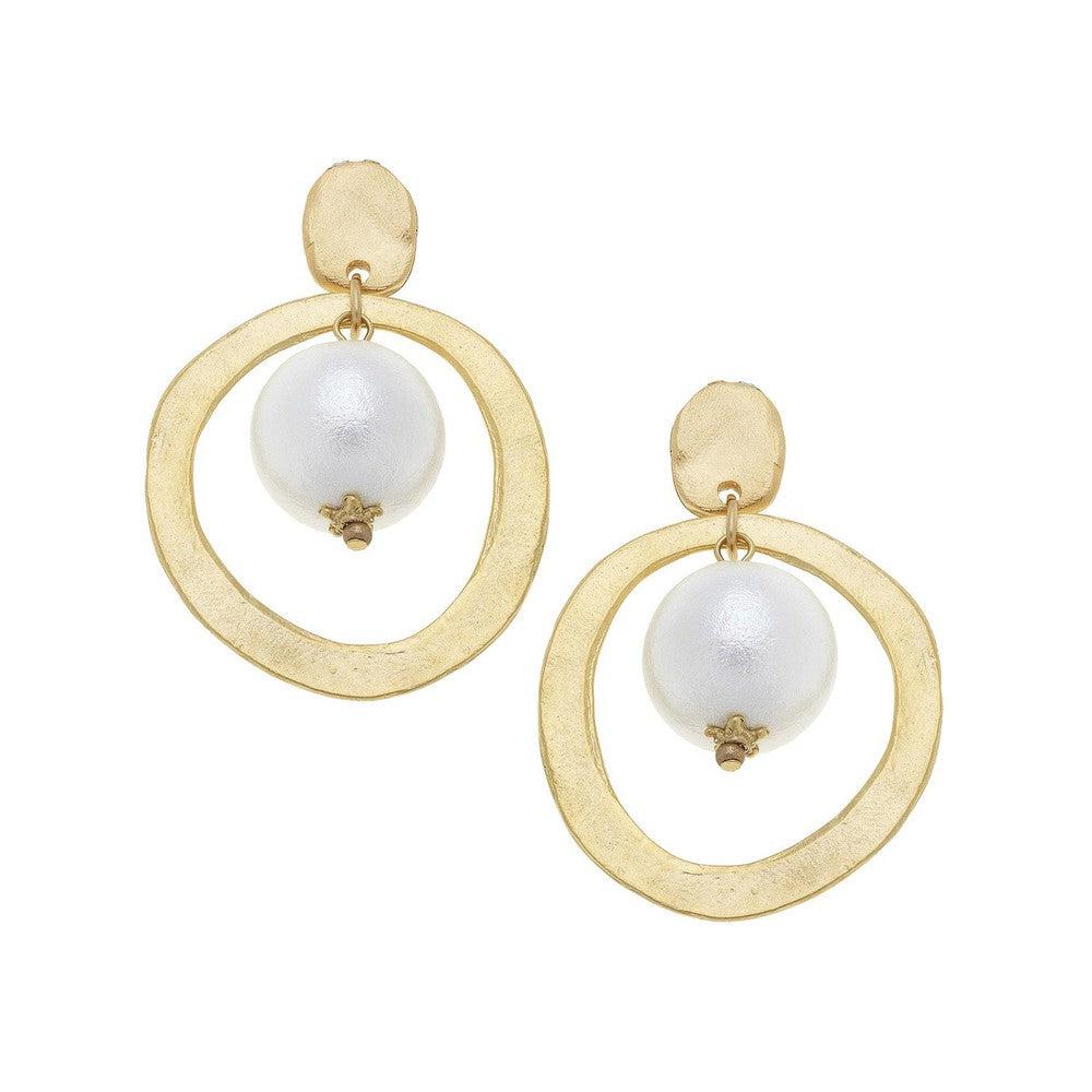 Susan Shaw authentic white and gold druzy earrings