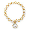 Gold Honeybee Statement Necklace with mother-of-pearl charm