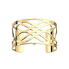 Gold Infinity Cuff bracelet with intricate cutout design.