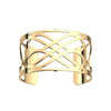Gold Infinity Cuff bracelet with intricate cutout design.