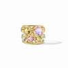 Gold Kaleidoscope Statement Ring with multicolored gemstones