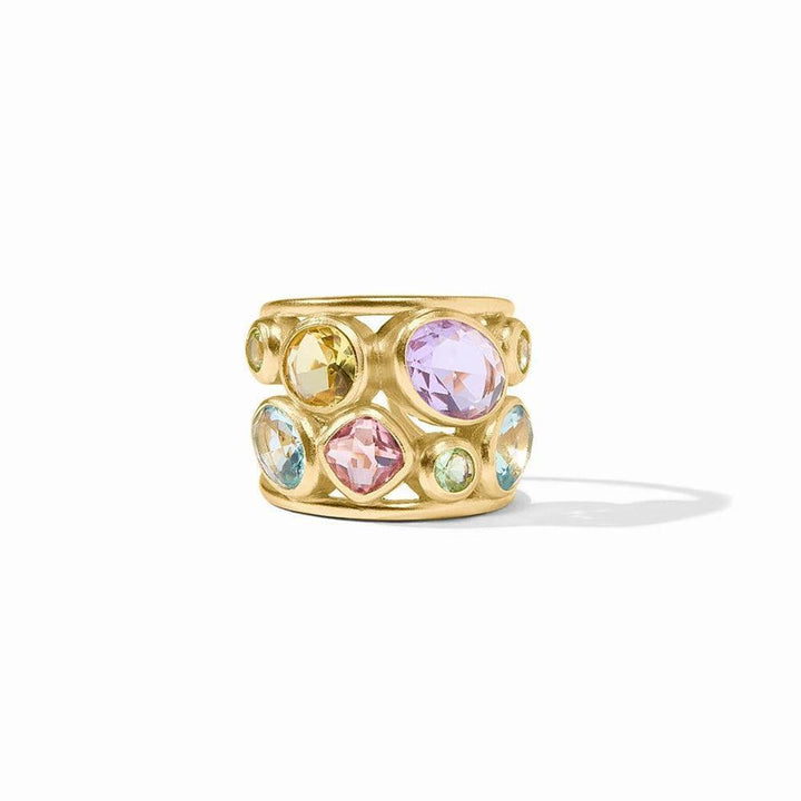 Gold Kaleidoscope Statement Ring with multicolored gemstones