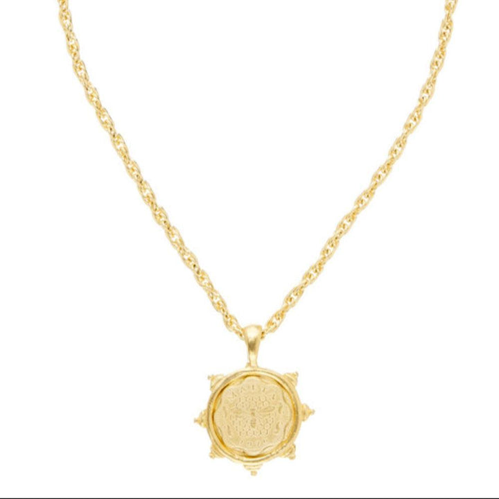 Gold Malta rope chain necklace with ornate coin pendant