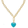 Monroe Heart Necklace - Turquoise heart pendant on gold chain