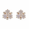 Rose gold Moonstone earrings; three triangular moonstones & diamonds.