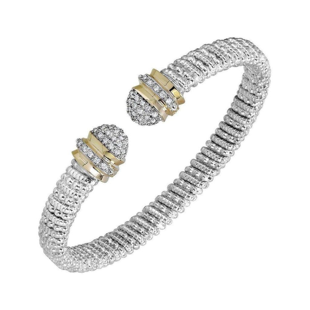 Open Bracelet with gold and diamond accents