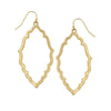 Gold Open Cut Dangle Earrings: Elegant, textured gold-tone metal, statement style.