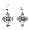 Paloma Cross Earrings: Silver-tone cross design, clear crystal accents.