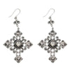 Paloma Cross Earrings: Silver-tone cross design, clear crystal accents.