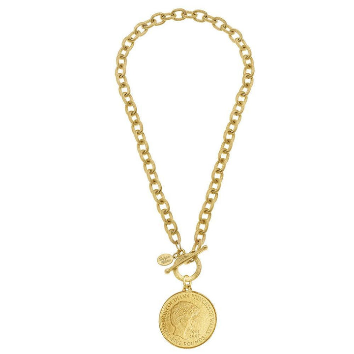 Princess Diana Coin on Gold Toggle Chain-Susan Shaw-Swag Designer Jewelry