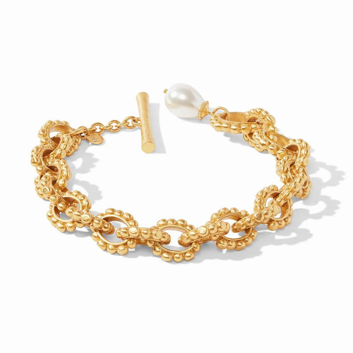 Gold Marbella Link Bracelet with pearl detail