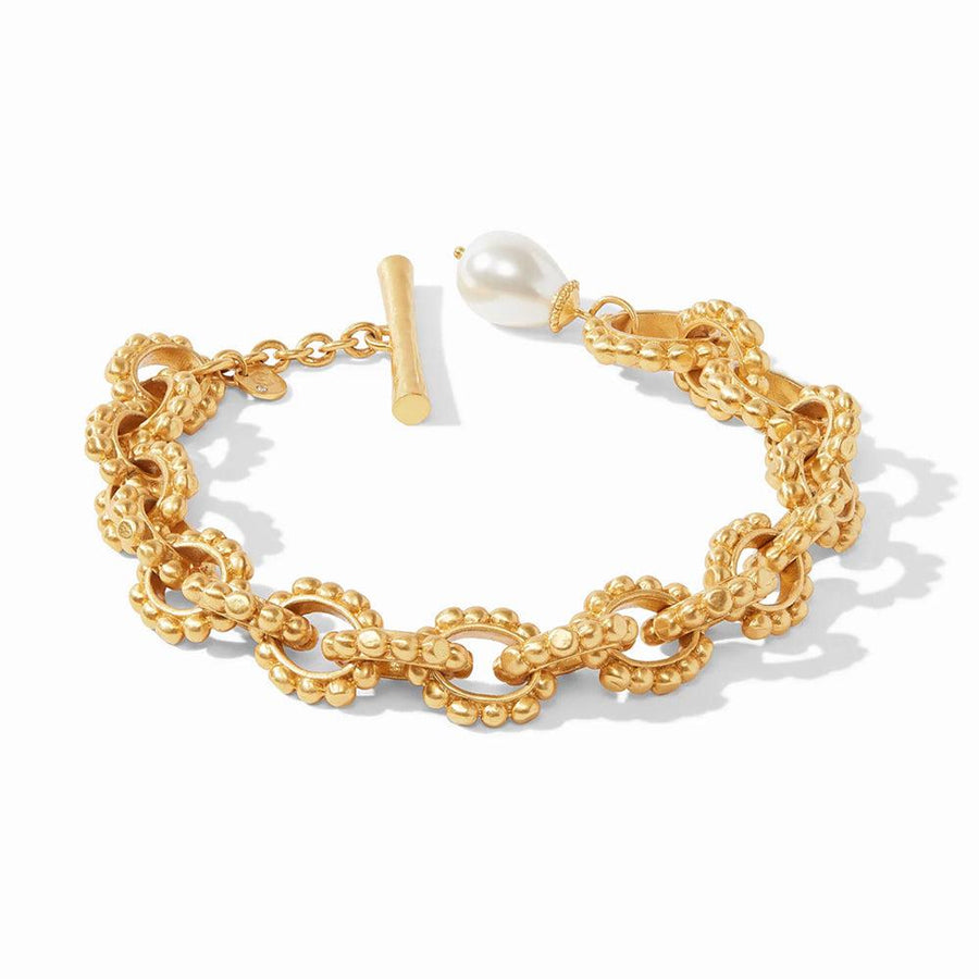 Gold Marbella Link Bracelet with pearl detail