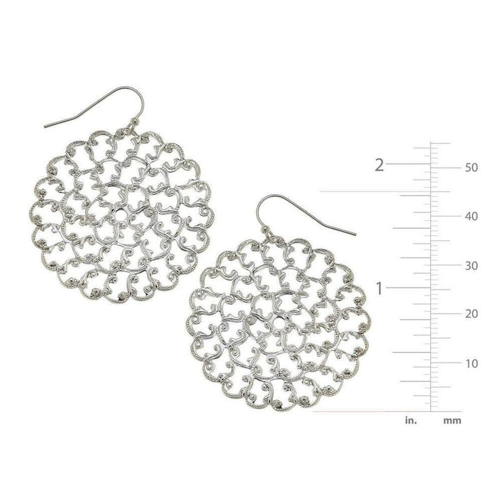 Round Filigree Earrings Silver-Susan Shaw-Swag Designer Jewelry
