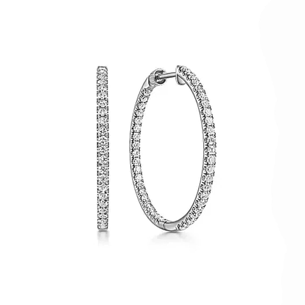 1 inch Inside Out Diamond Hoops-Gabriel & Co-Swag Designer Jewelry