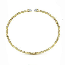 14K Yellow Gold Bujukan Diamond Split Bangle-Gabriel & Co-Swag Designer Jewelry