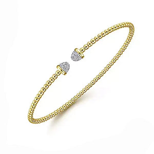 14K Yellow Gold Bujukan Diamond Split Bangle-Gabriel & Co-Swag Designer Jewelry