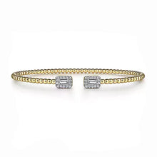 14K Yellow Gold Bujukan Open Cuff Bracelet with Diamond Baguettes-Gabriel & Co-Swag Designer Jewelry