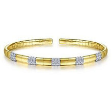 14k Gold Cuff With Stationed Diamonds-Gabriel & Co-Swag Designer Jewelry