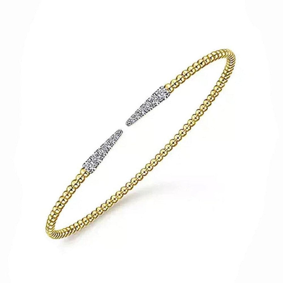 14K Yellow Gold Bujukan Bead Cuff Bracelet with Diamond Pave Spikes-Gabriel & Co-Swag Designer Jewelry