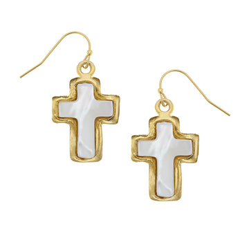 Mother of Pearl Cross Wire Earrings