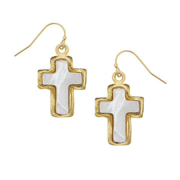 Mother of Pearl Cross Wire Earrings
