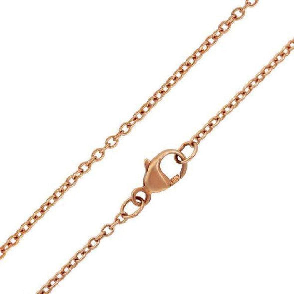 14k rose gold chain, delicate 1.5mm width, secure lobster clasp.
