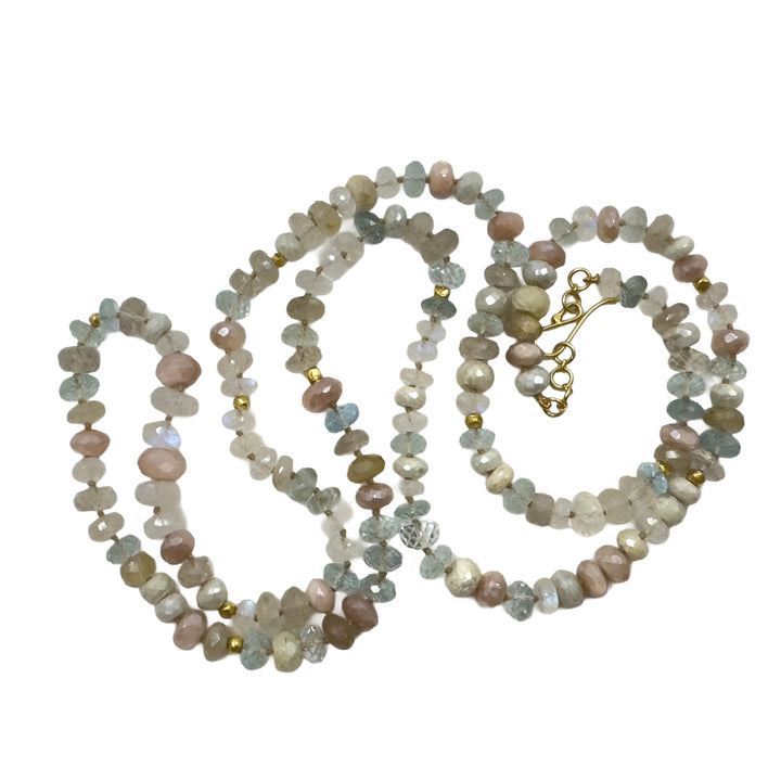 Moonstone, Aquamarine, and Silverite Necklace