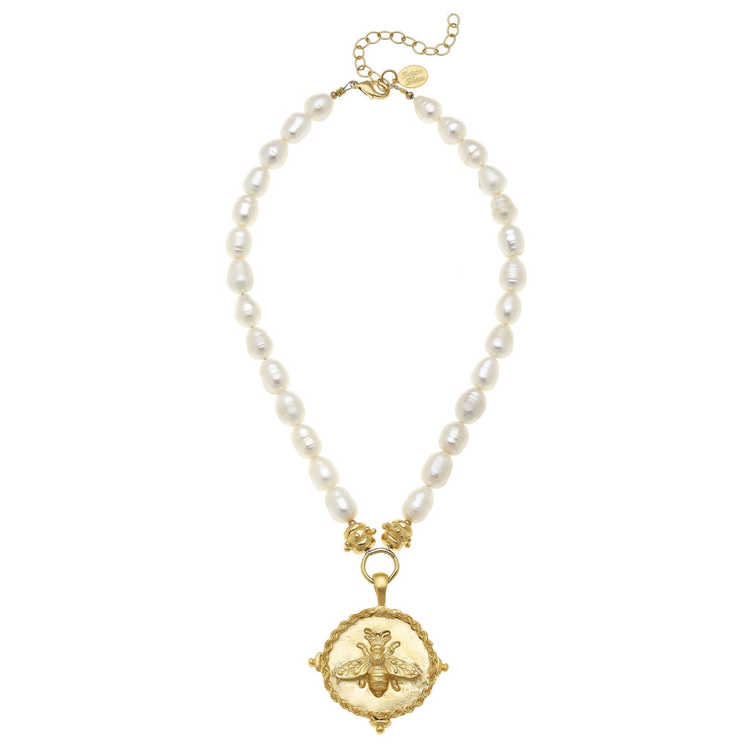 Gold Bee Pendant on Chain Necklace