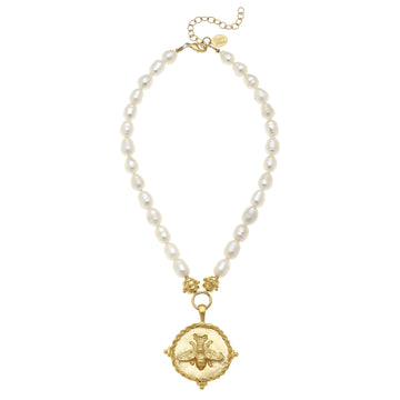 Gold Bee Pendant on Chain Necklace
