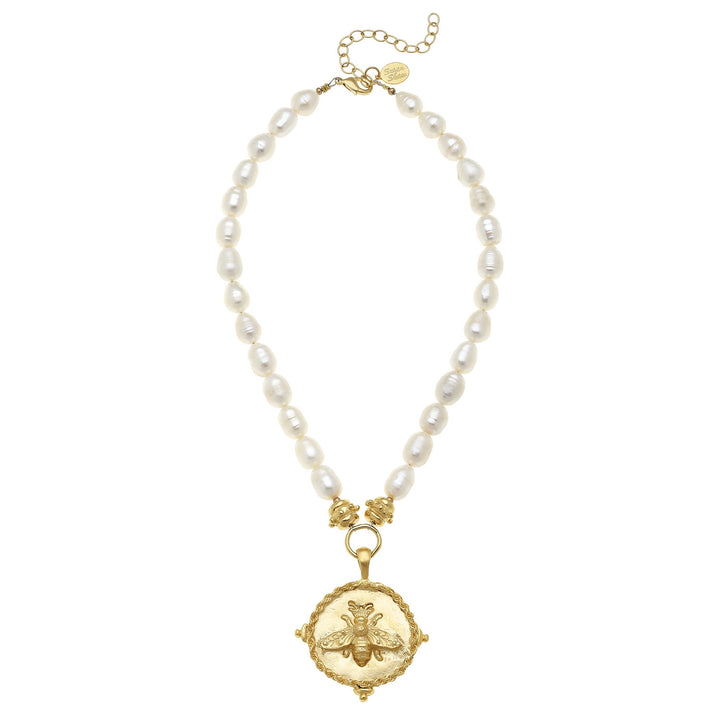 Gold Bee Pendant on Chain Necklace