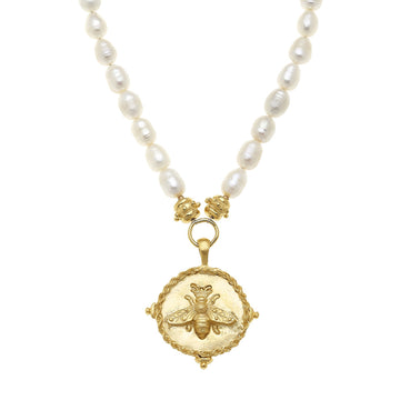 Gold Bee Pendant on Chain Necklace