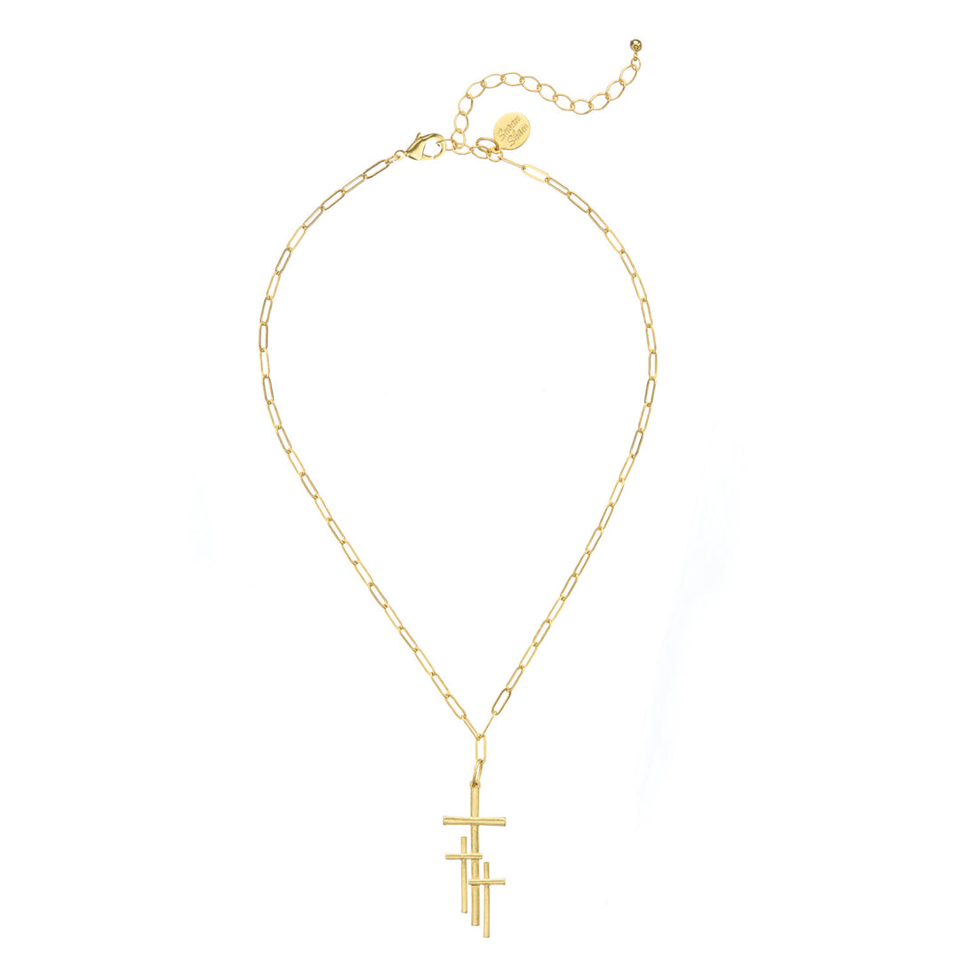 Triple Cross Pendant Necklace