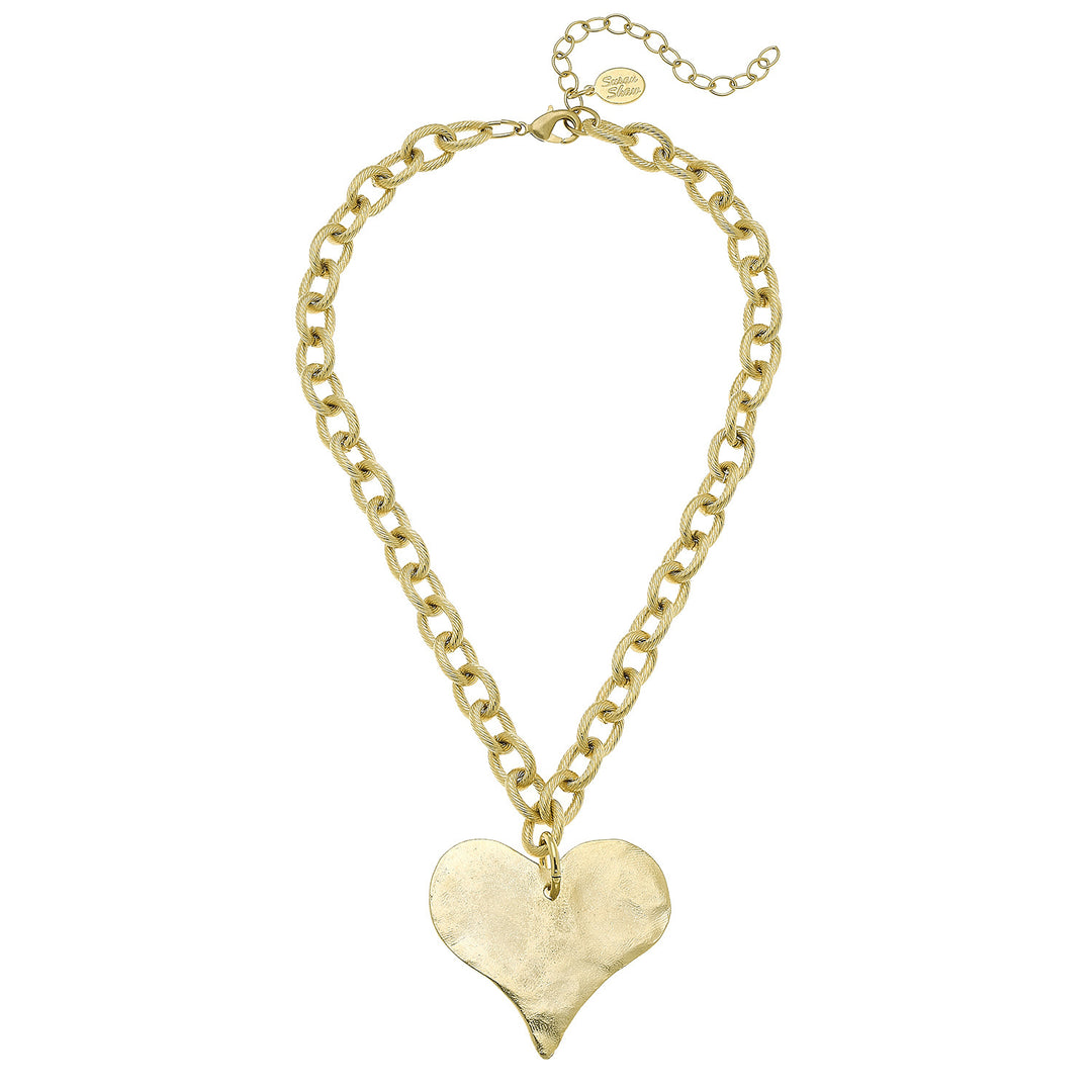 Hand Cast Heart on Chain