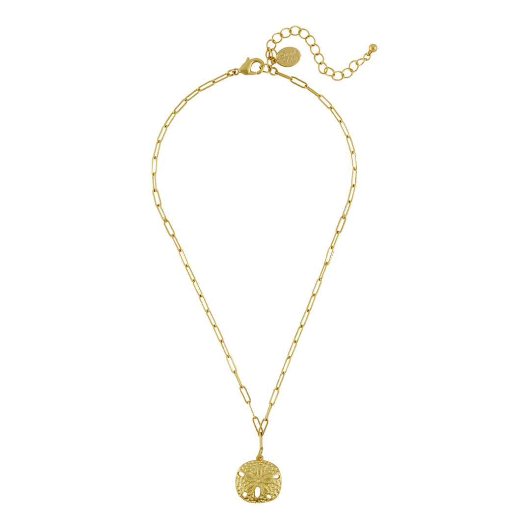 Sand Dollar Pendant on Paper Clip Chain