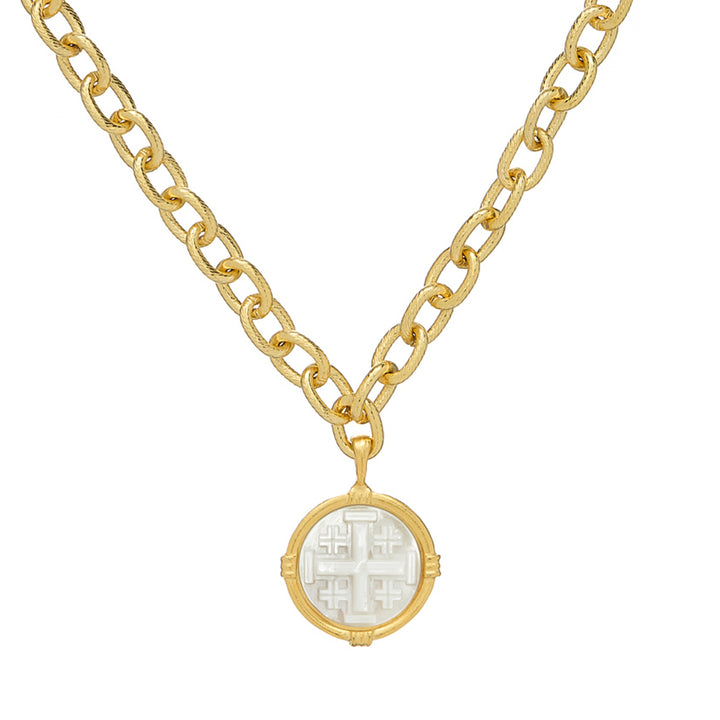 Mother of Pearl Cross on Gold Chain