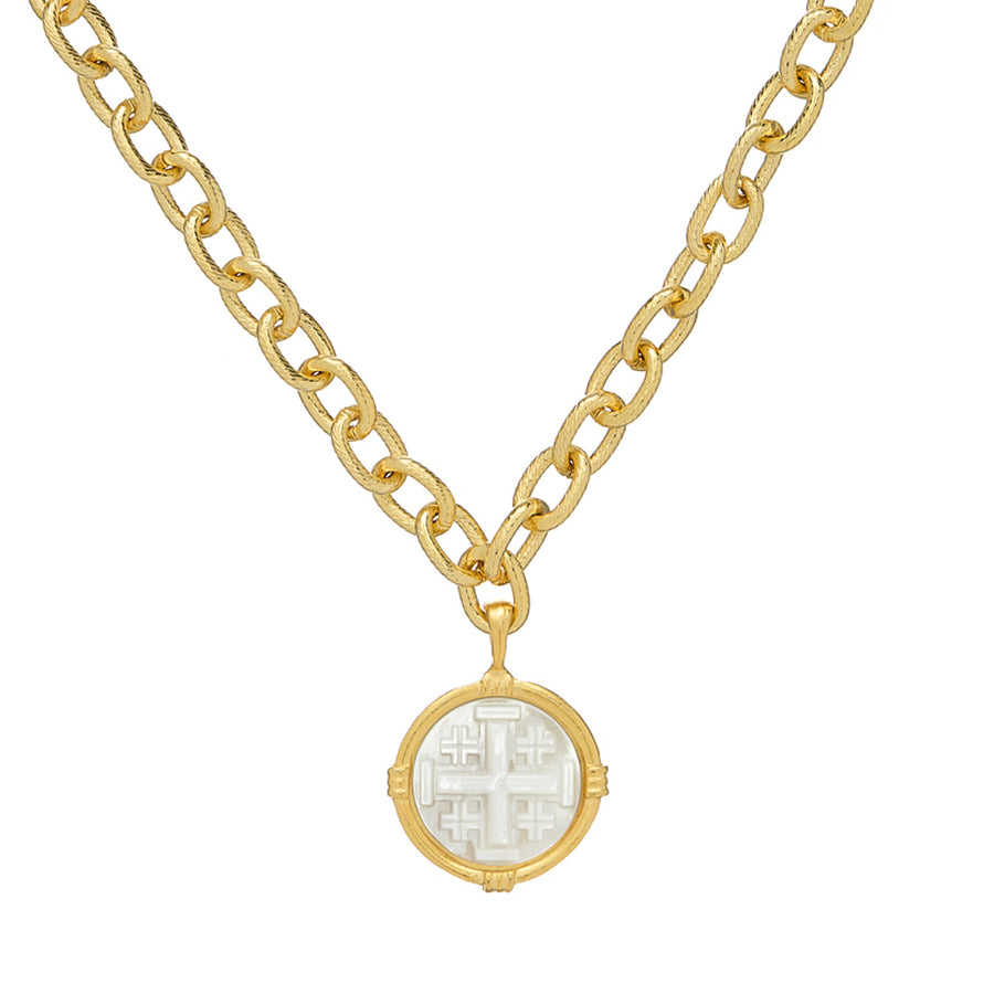 Mother of Pearl Cross on Gold Chain
