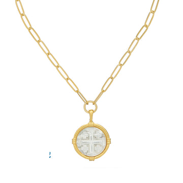 Mother of Pearl Cross on Paper Clip Chain