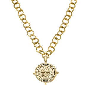Gold Jerusalum Cross Intaglio Necklace