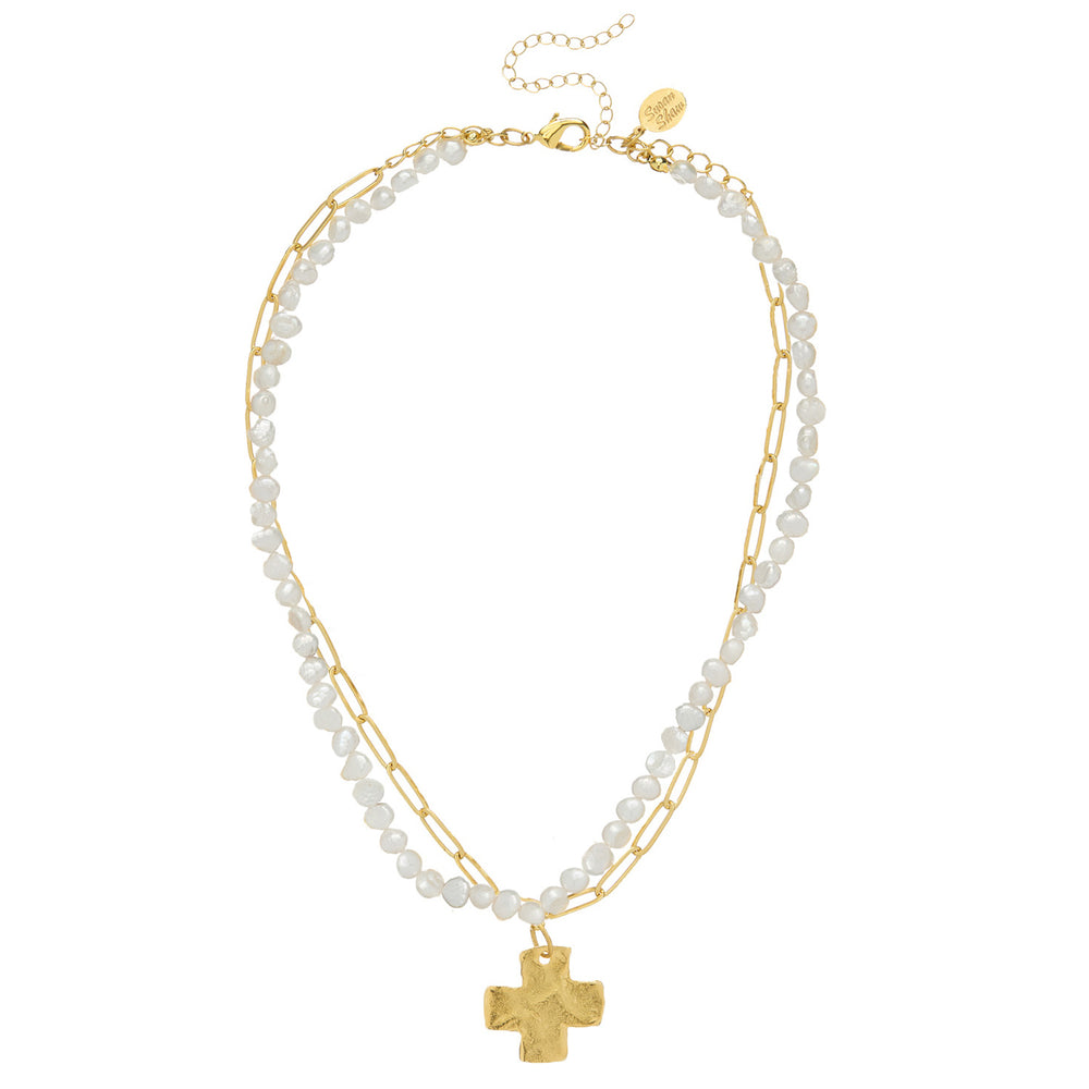 Dainty Double Strand Cross Necklace
