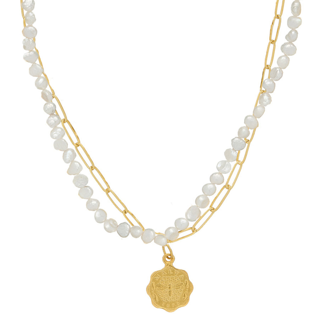 Dainty Double Strand Coin Necklace