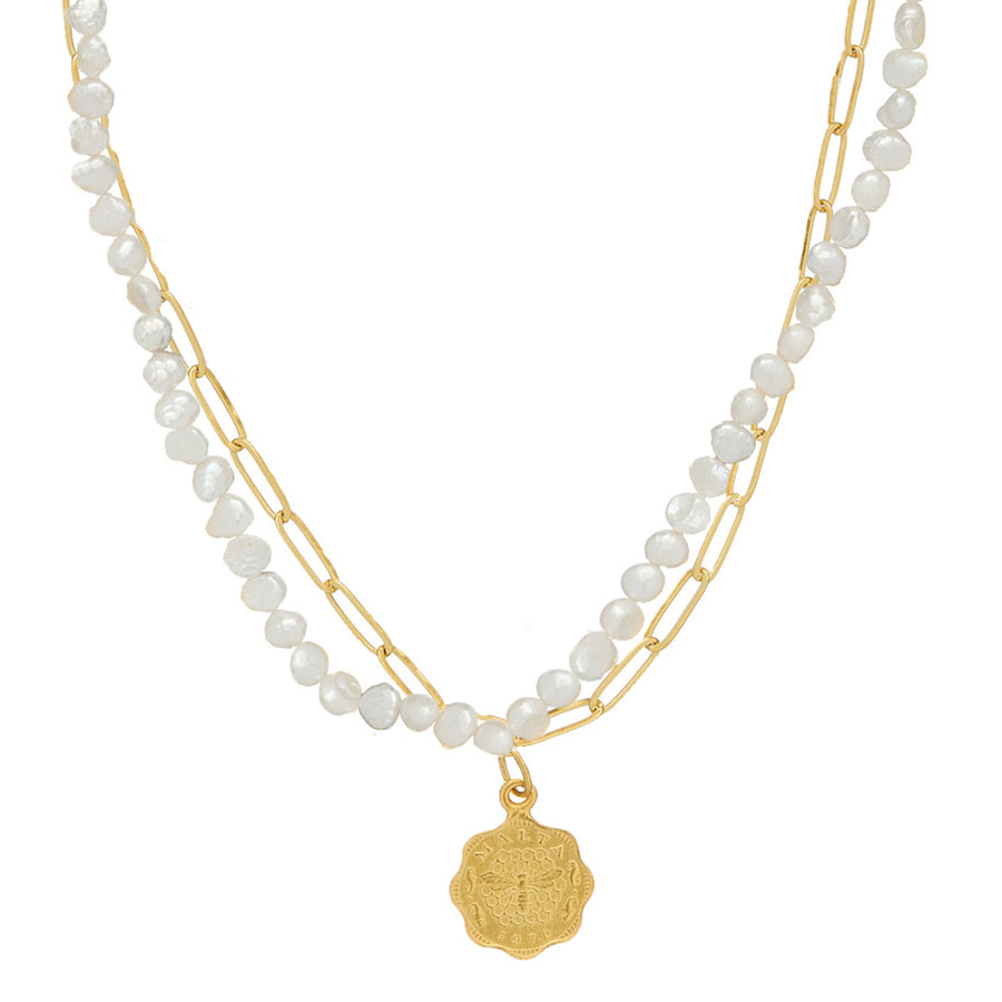 Dainty Double Strand Coin Necklace
