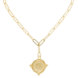 Paper Clip Gold Coin Necklace