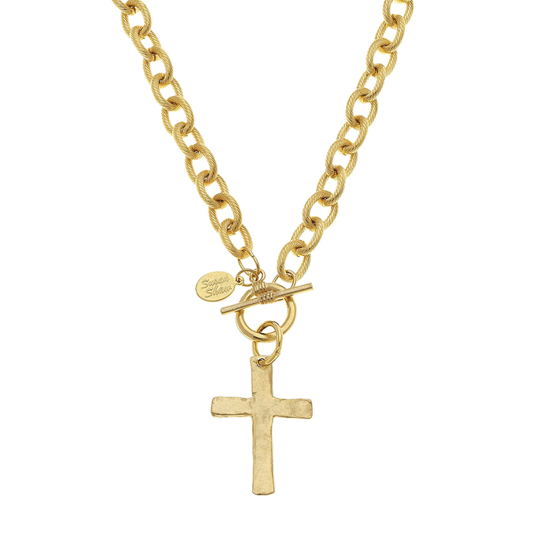 Handcast Gold Classic Cross Toggle