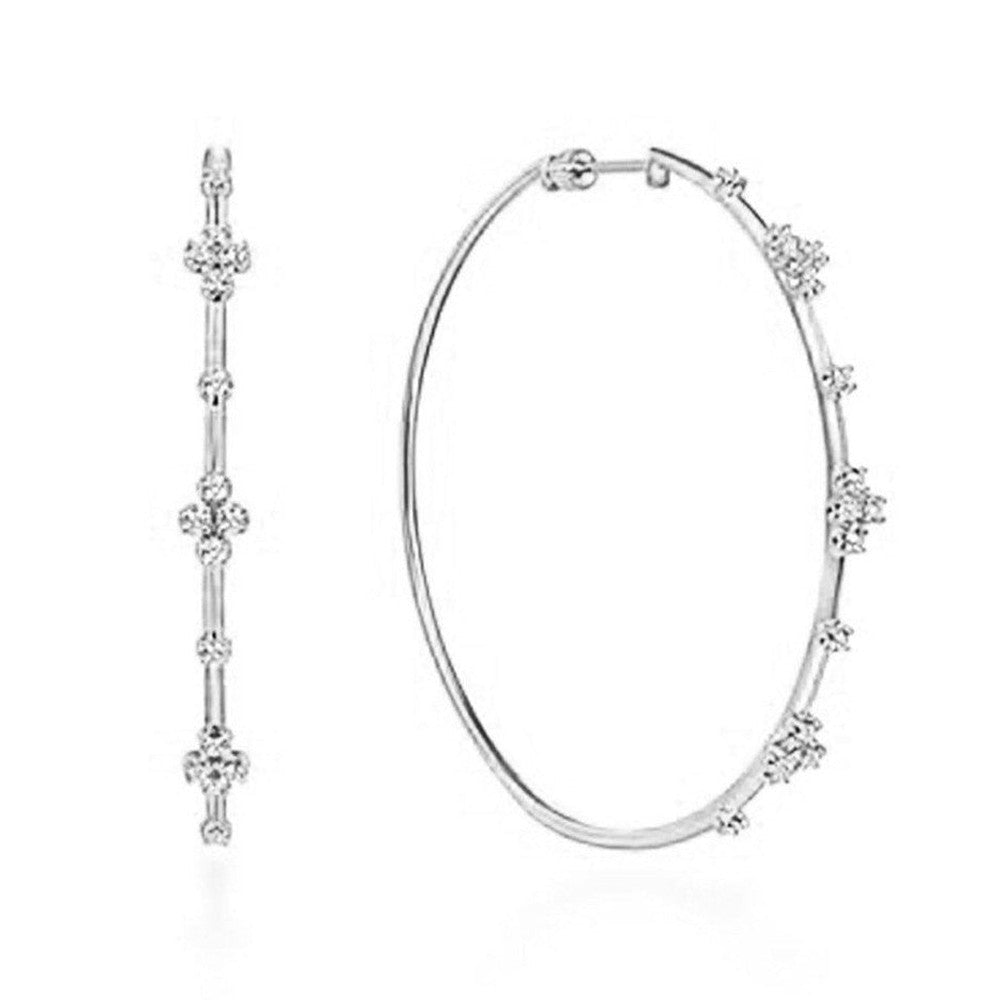 60mm Diamond Hoop Earrings White Gold-Gabriel & Co-Swag Designer Jewelry