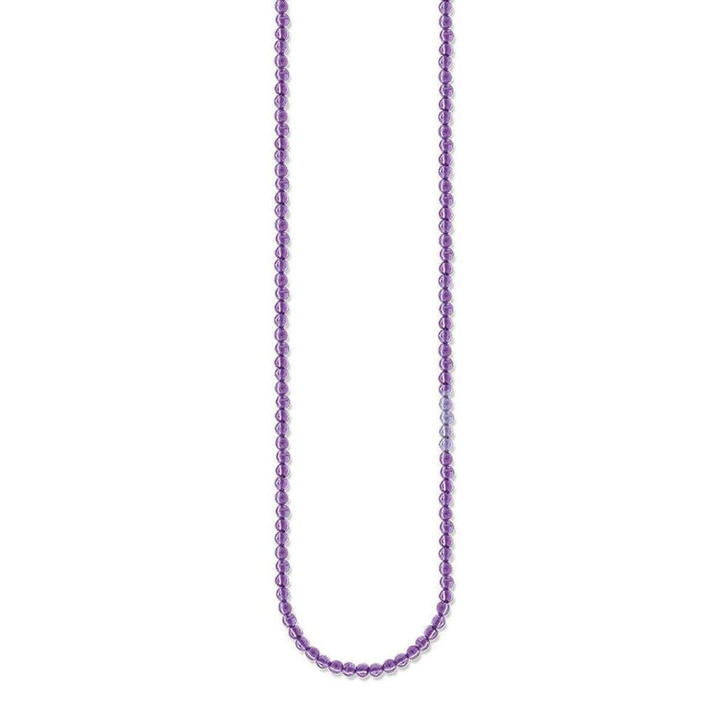 Amethyst bead necklace, delicate purple gemstone strand

