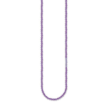 Amethyst bead necklace, delicate purple gemstone strand
