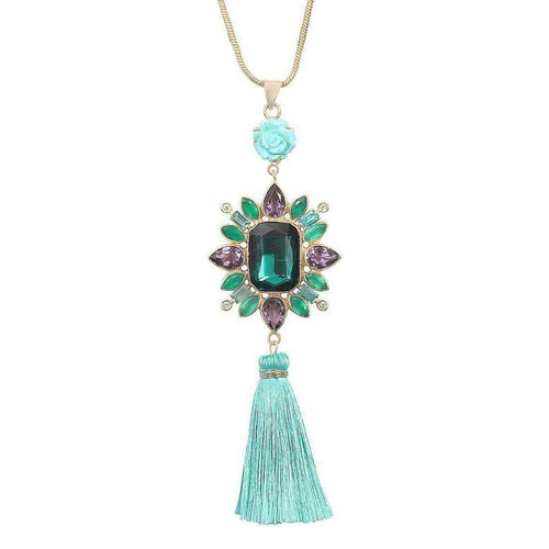 Amethyst and Turquoise Tassel Necklace-Atelier Mon-Swag Designer Jewelry