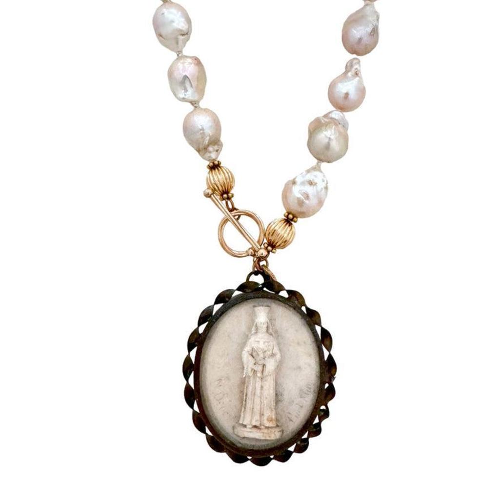 Antique Carved Icon of Saint with Cross-Parham & Co-Swag Designer Jewelry