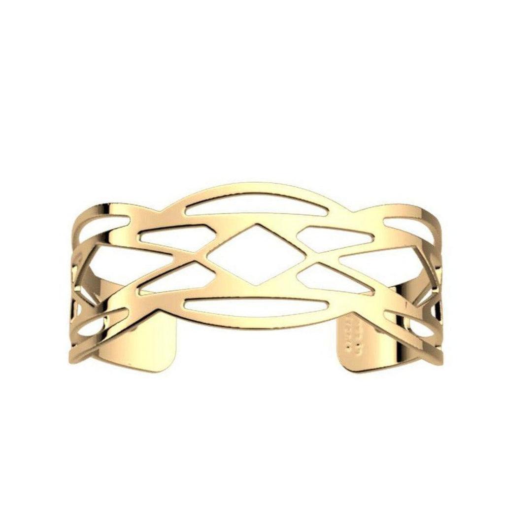 Gold Apache 14mm cuff bracelet with geometric cutout design.
