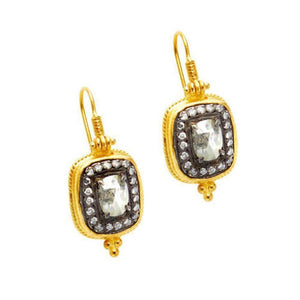 Ara 24k Gold Rose cut Diamonds Framed Earrings-Ara Collection-Swag Designer Jewelry